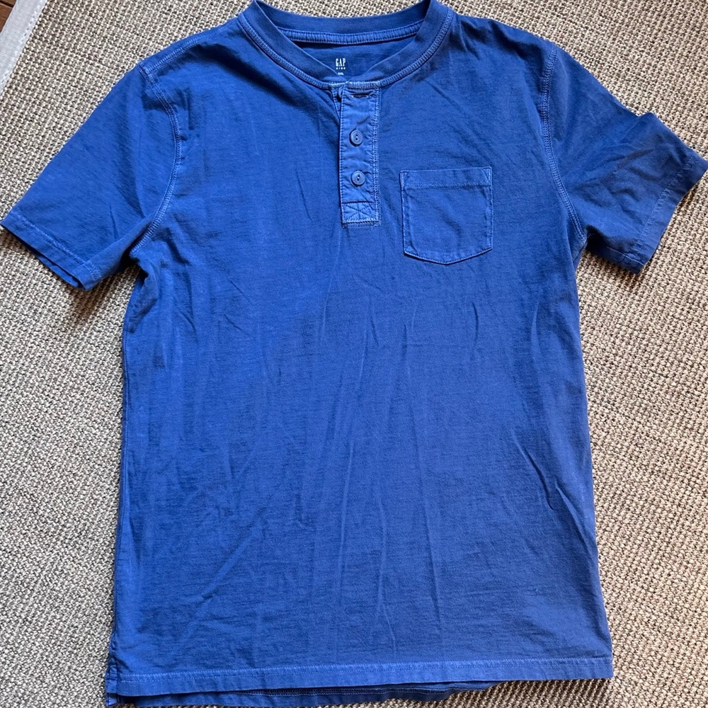GAP Kids Brushed Blue Henley Shirt Boys Size XXL